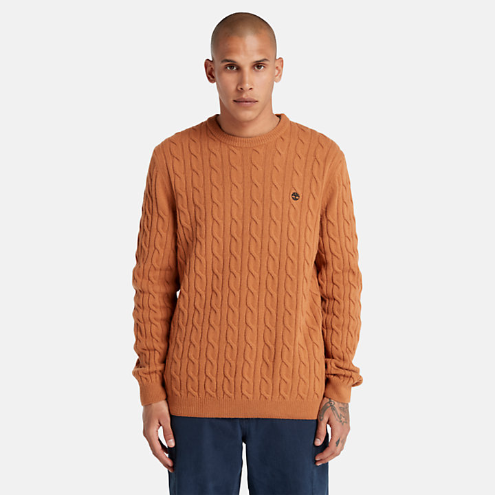 Phillips Brook Cable-knit Crew Jumper for Men in Brown-