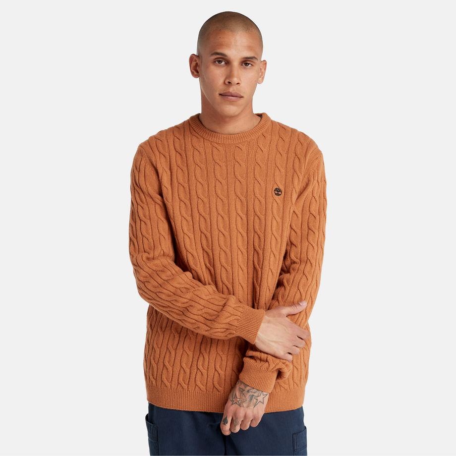 Timberland Phillips Brook Cable-knit Crew Jumper For Men In Brown Brown