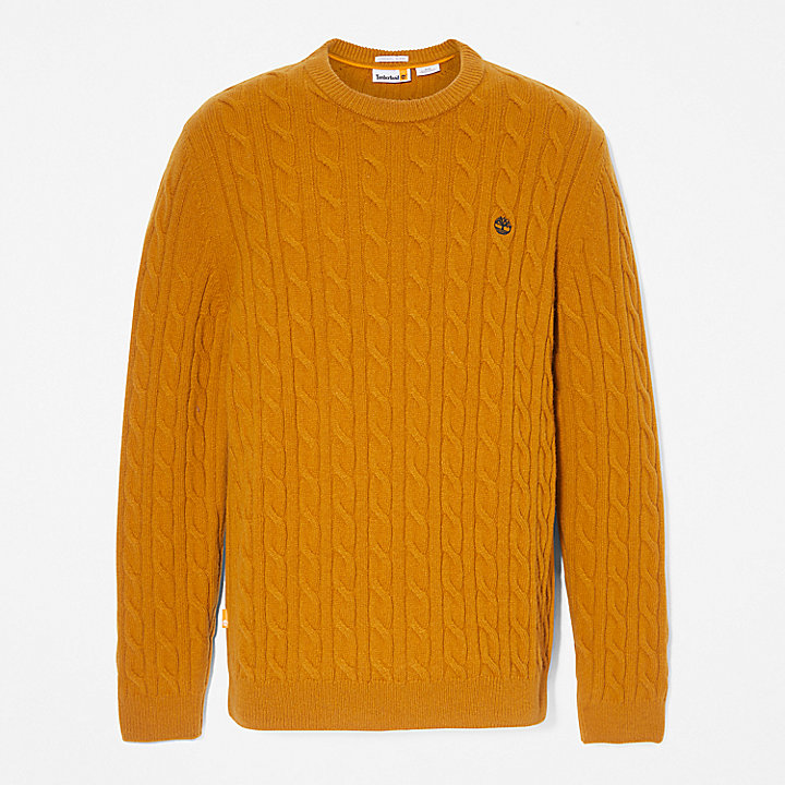 Phillips Brook Cable-knit Crew Jumper for Men in Dark Yellow