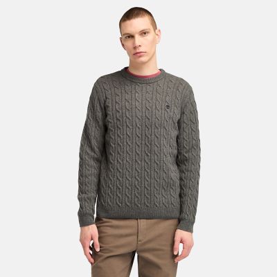 Timberland Phillips Brook Cable-knit Crew Jumper For Men In Grey Grey