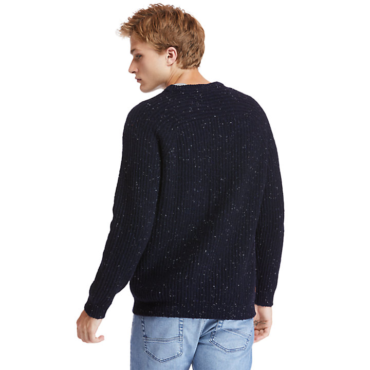 Phillips Brook Fisherman Ribbed Sweater for Men in Navy-