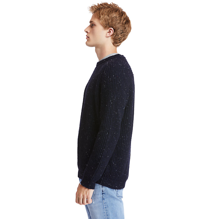Phillips Brook Fisherman Ribbed Sweater for Men in Navy-
