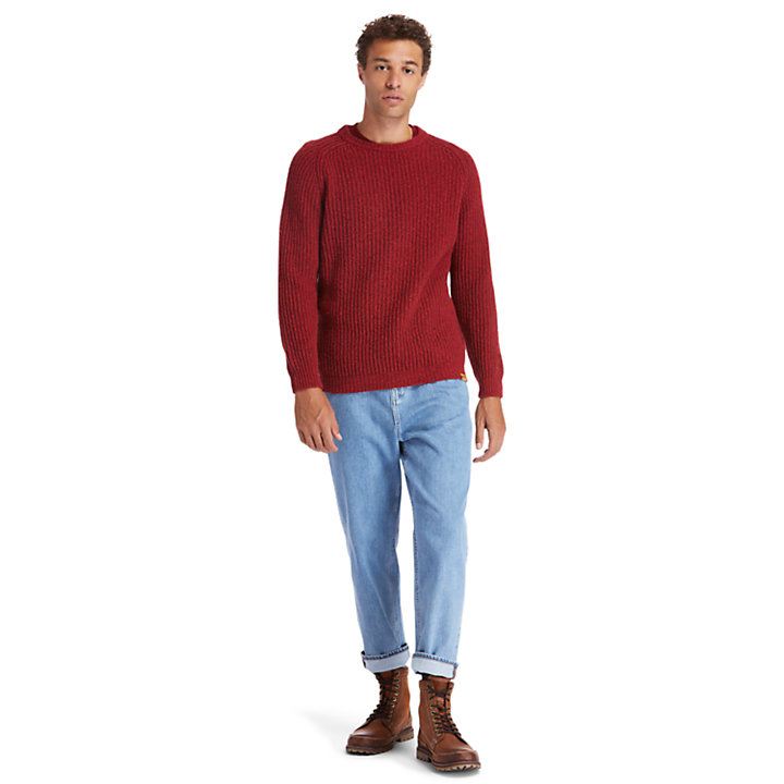 Phillips Brook Fisherman Ribbed Sweater for Men in Red-