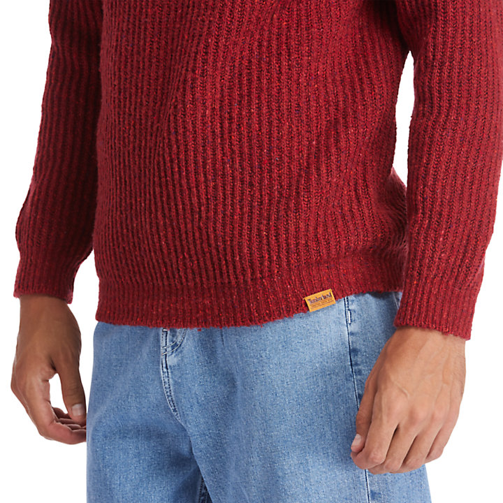 Phillips Brook Fisherman Ribbed Sweater for Men in Red-