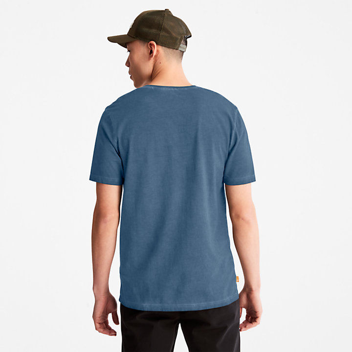 T-shirt Lamprey River teint en pièce pour homme en bleu marine-