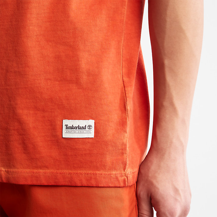 T-shirt da Uomo Lamprey River Garment-Dyed in arancione-