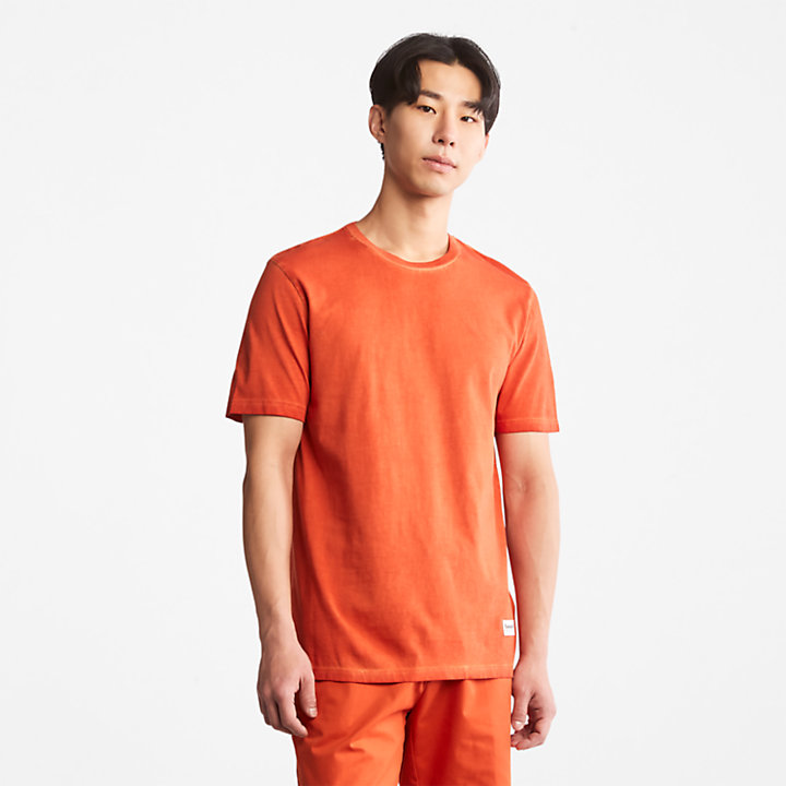 T-shirt da Uomo Lamprey River Garment-Dyed in arancione-