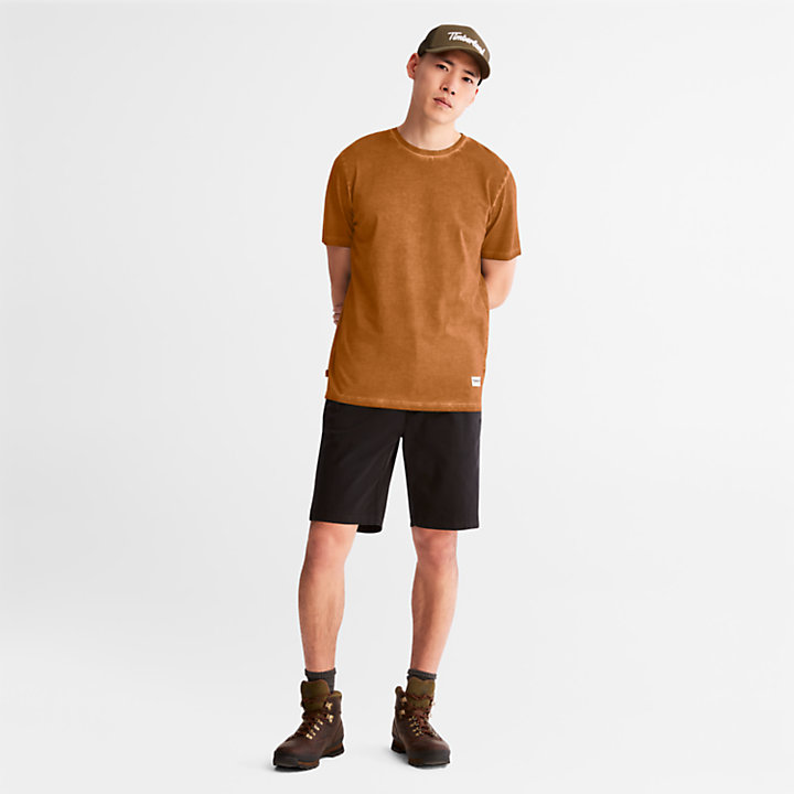 Lamprey River Garment-Dyed T-shirt voor heren in bruin-