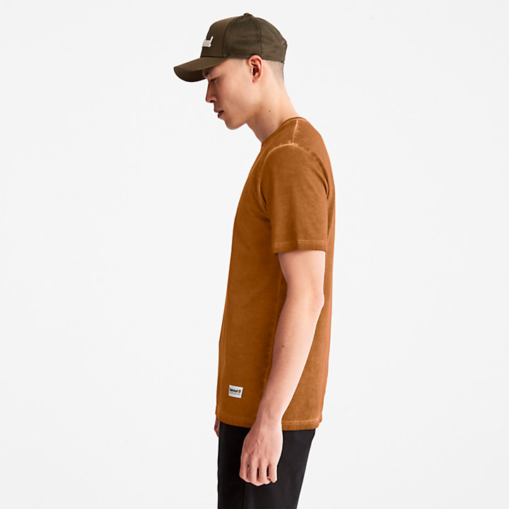 Lamprey River Garment-Dyed T-shirt voor heren in bruin-