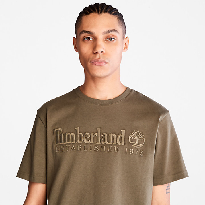Outdoor Heritage Linear-Logo T-Shirt for Men in Dark Green-