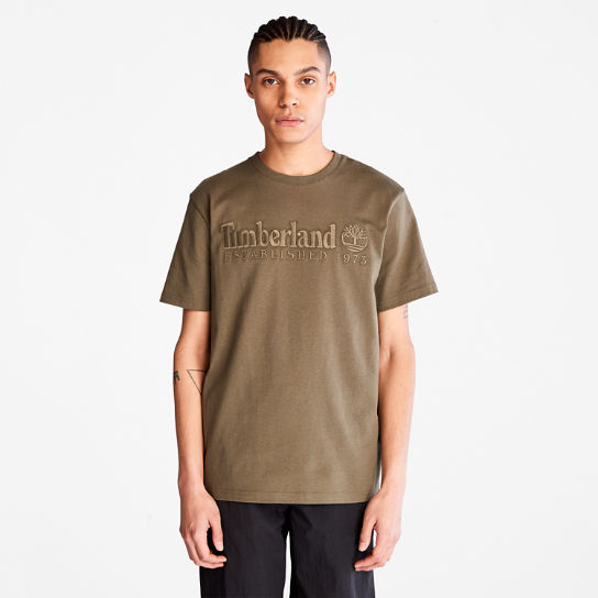 T-shirt à logo linéaire Outdoor Heritage pour homme en vert foncé | Timberland
