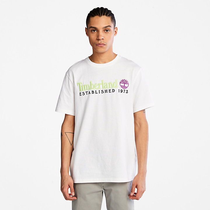 Outdoor Heritage Linear-Logo T-shirt voor heren in wit-