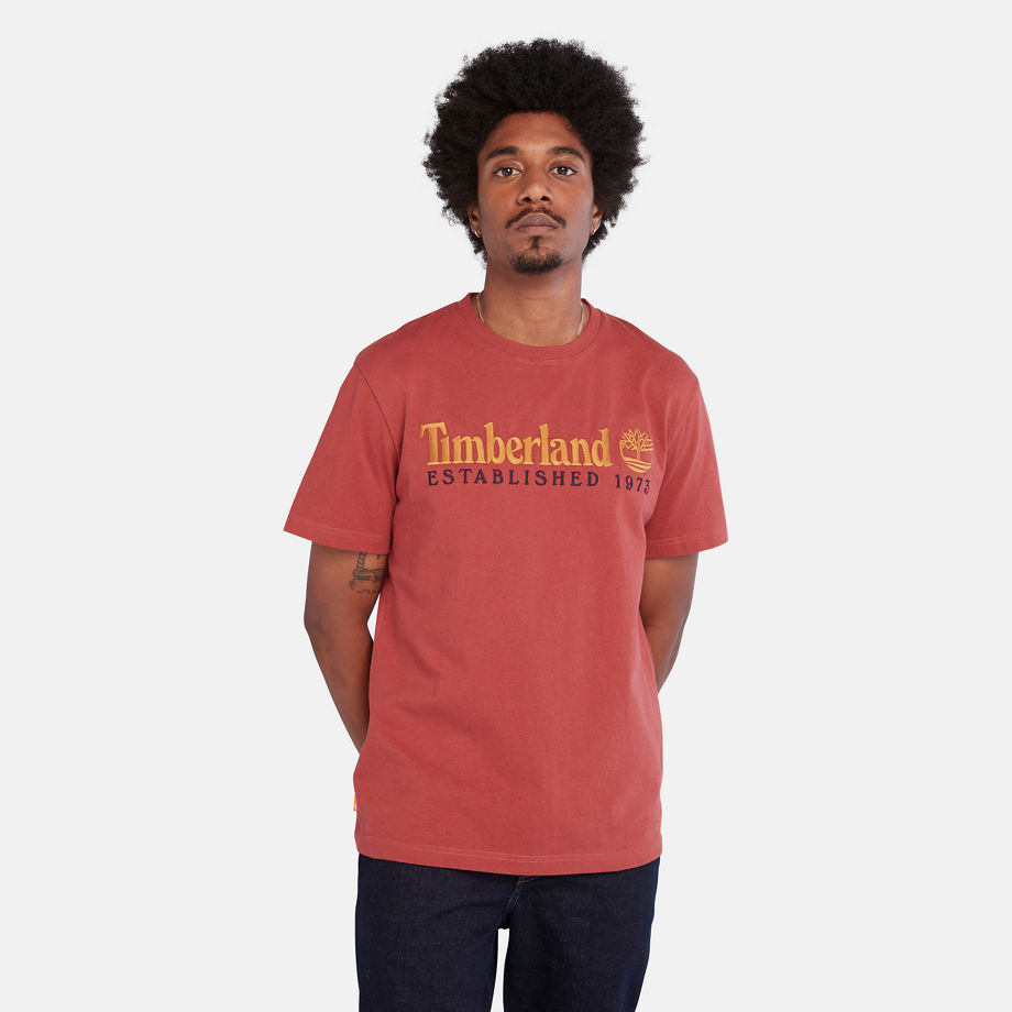 Timberland Outdoor Heritage Logo T-shirt For Men In Red Red, Size M