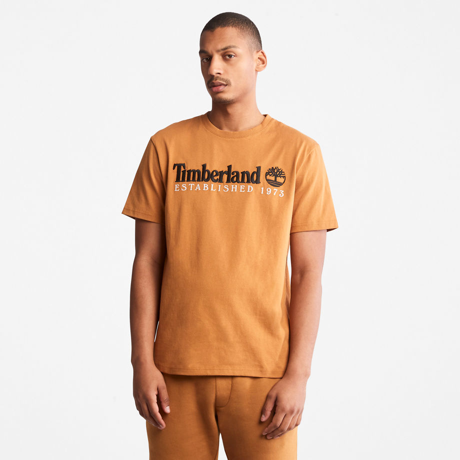 Timberland Outdoor Heritage Logo T-shirt For Men In Orange Orange, Size XXL