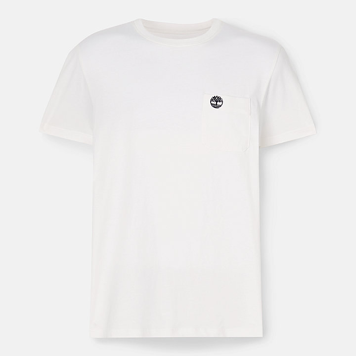 Dunstan River Herren-T-Shirt mit Tasche in Weiß