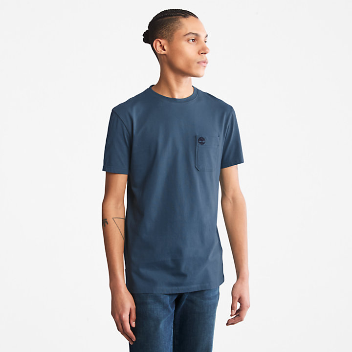 T-shirt da Uomo a Tasca Singola Dunstan River in blu-