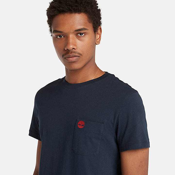T-shirt Dunstan River à poche pour homme en bleu marine