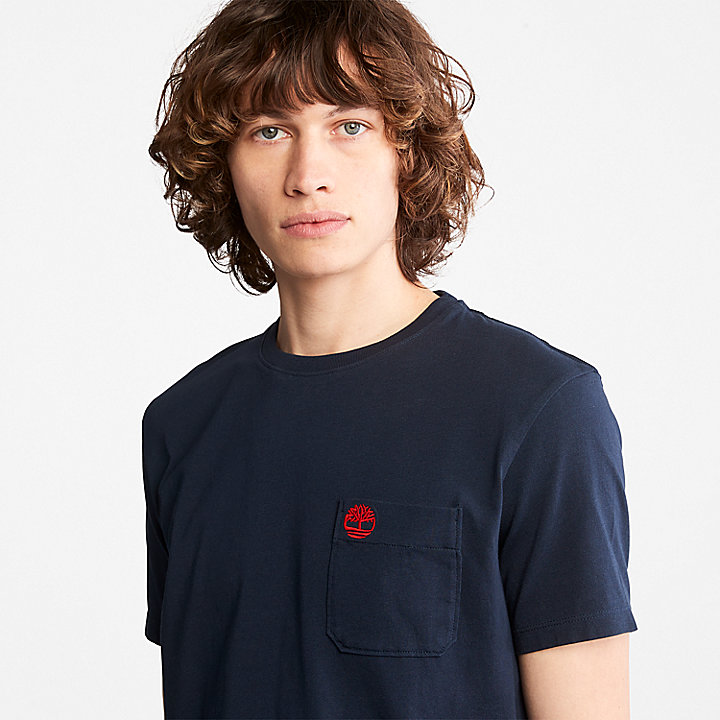 T-shirt Dunstan River à poche pour homme en bleu marine