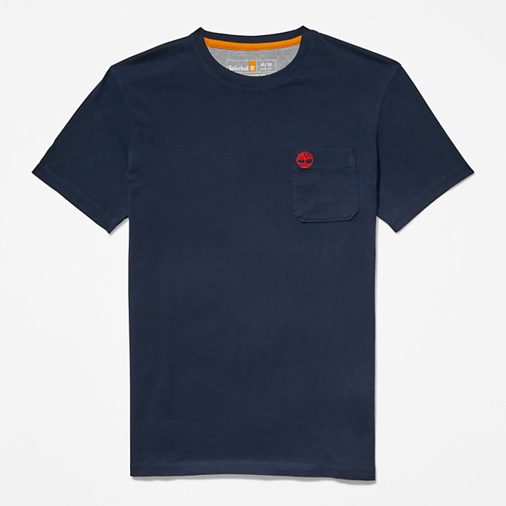 T-shirt a Tasca Singola Dunstan River da Uomo in blu marino-