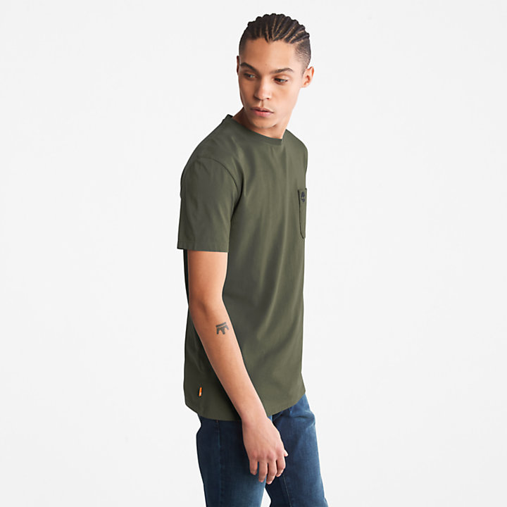 T-shirt de Bolso Único Dunstan River para Homem em verde-escuro-
