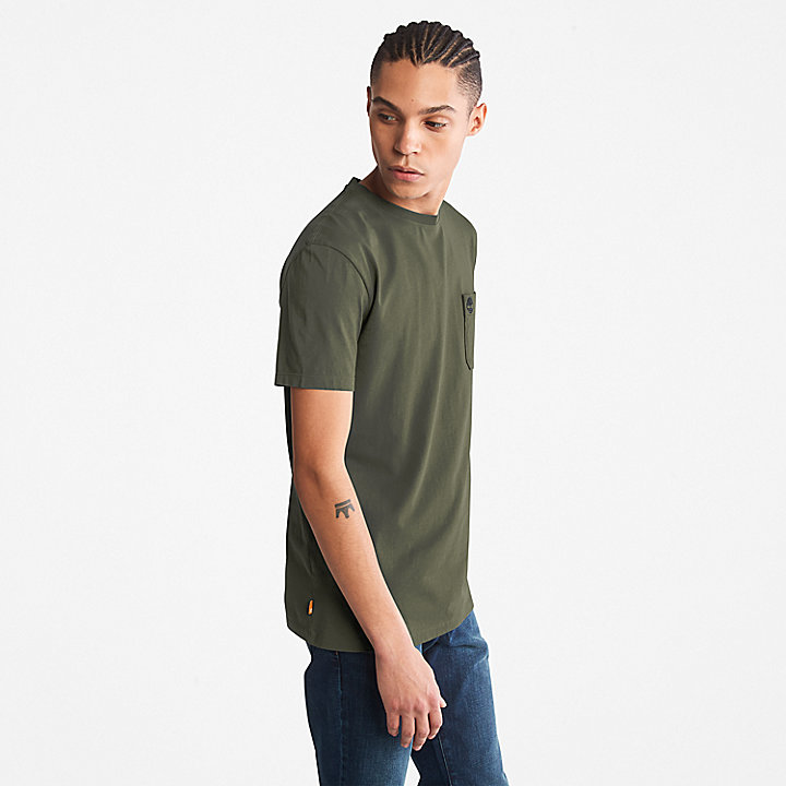 T-shirt à poche unique Dunstan River pour homme en vert foncé