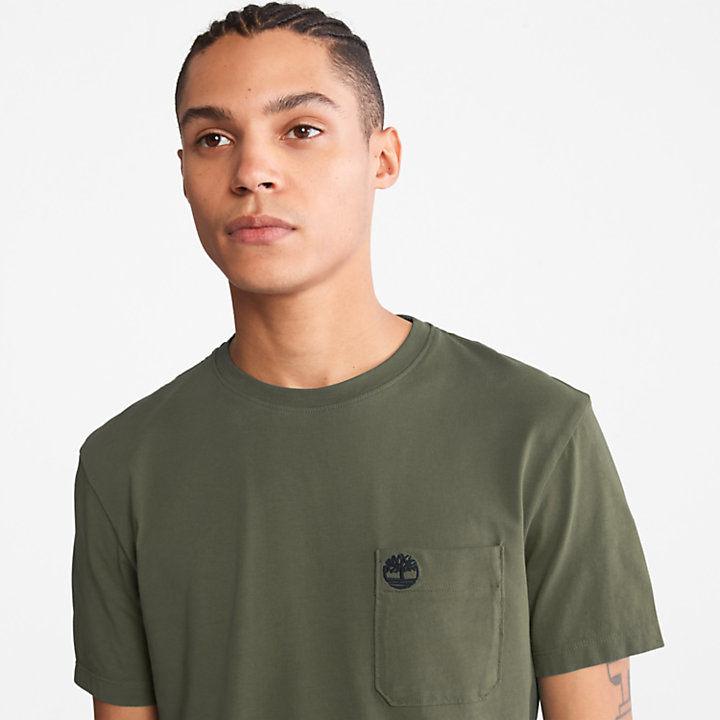 T-shirt de Bolso Único Dunstan River para Homem em verde-escuro-