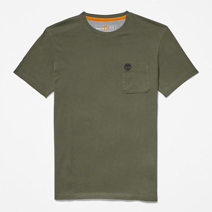 T-shirt a Tasca Singola Dunstan River da Uomo in verde scuro-