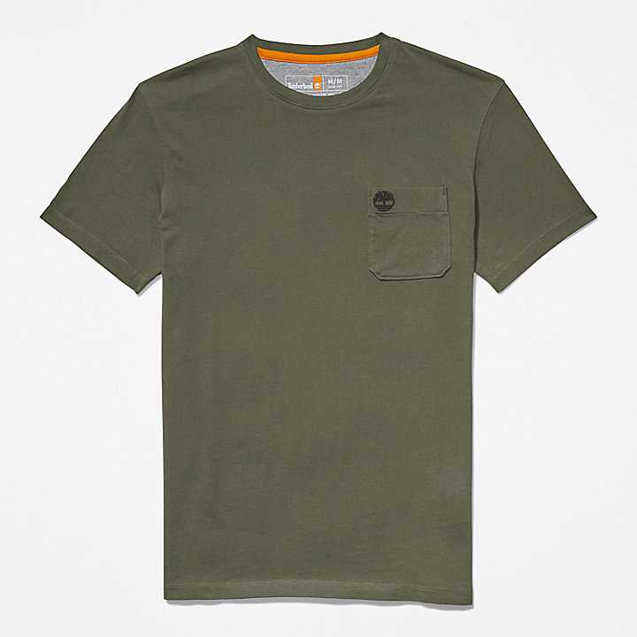 T-shirt a Tasca Singola Dunstan River da Uomo in verde scuro