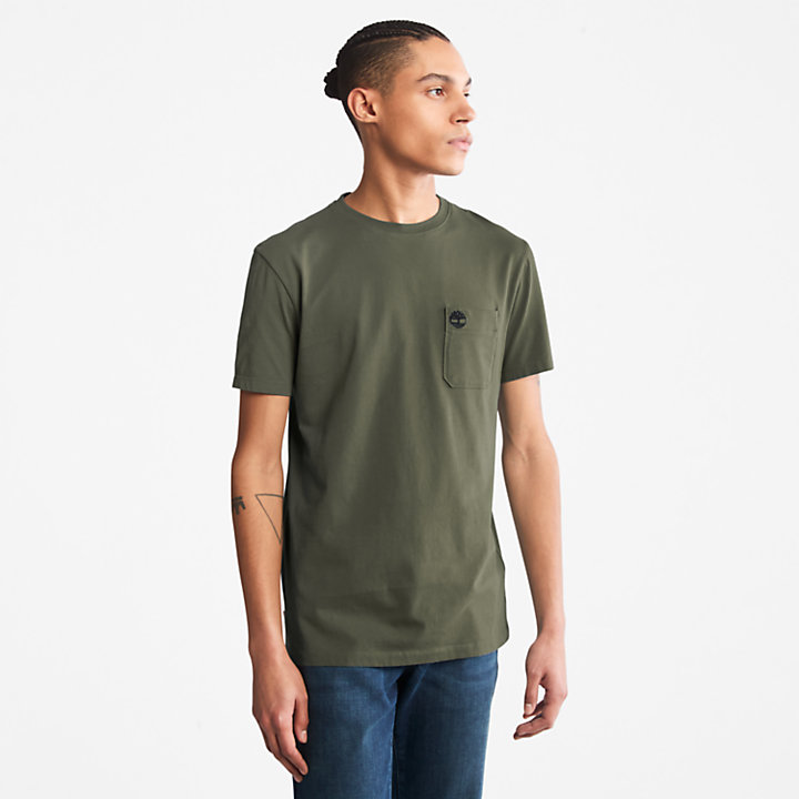 T-shirt à poche unique Dunstan River pour homme en vert foncé-