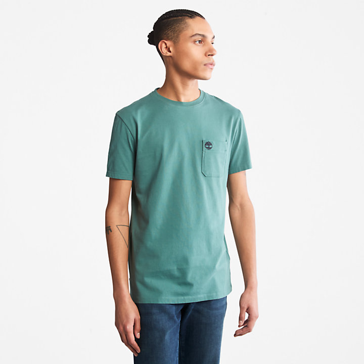 T-shirt da Uomo a Tasca Singola Dunstan River in verde-