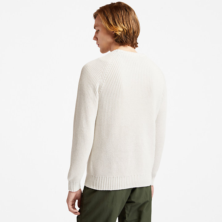 Beards Brook Crew-Neck Sweater for Men in White-