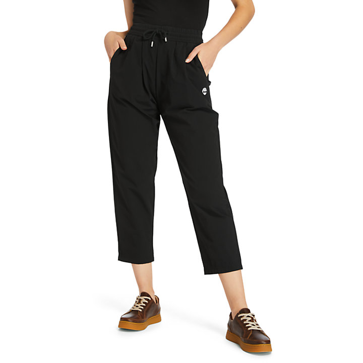 Water-repellent Tapered Trousers for Women in Black-