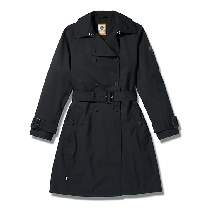 Trench-coat imperméable pour femme en noir-