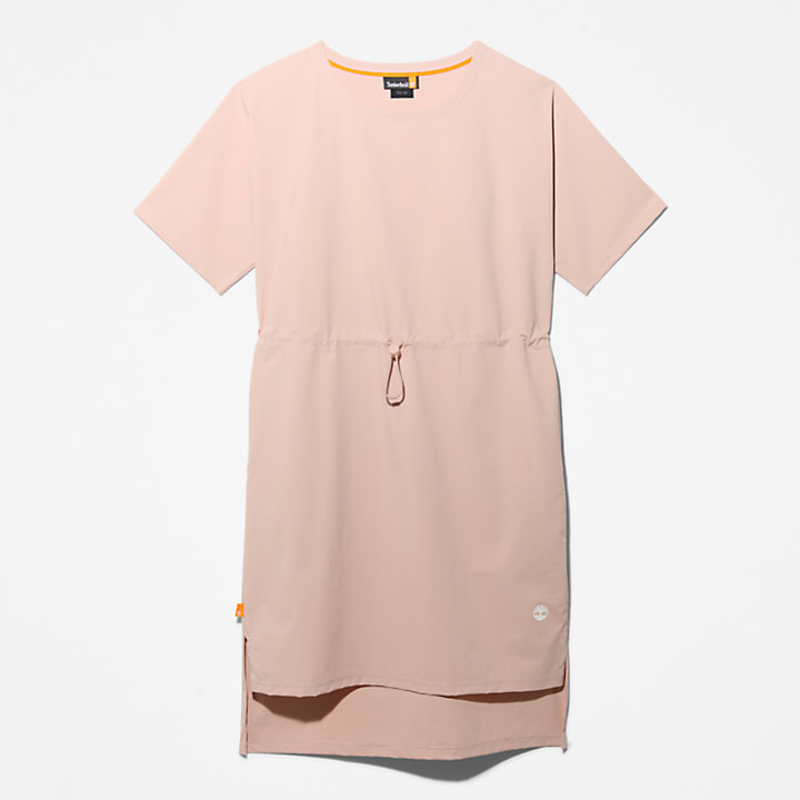 Drawstring T-Shirt Dress for Women in Light Pink-