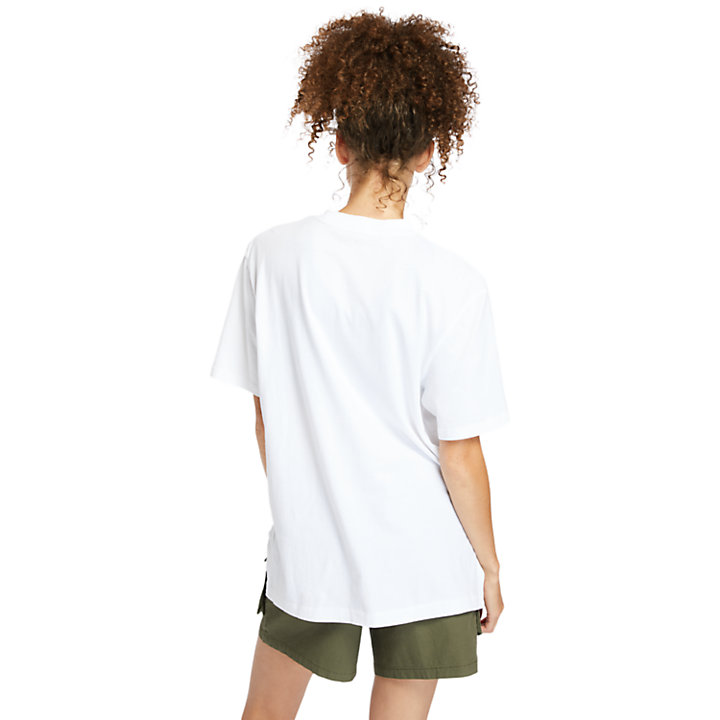 Übergroßes T-Shirt mit reflektierendem Logo für Damen in Weiß-