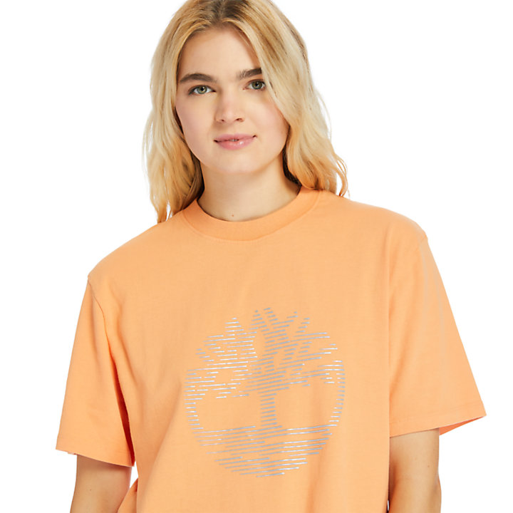 Oversized Reflective Logo T-Shirt for Women in Pink-