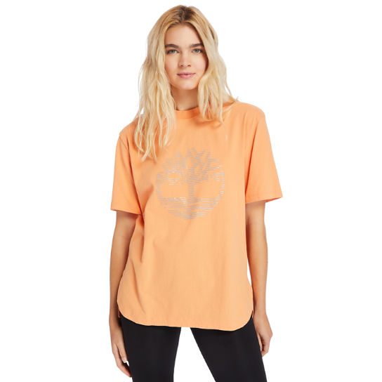 Oversized Reflective Logo T-Shirt for Women in Pink | Timberland