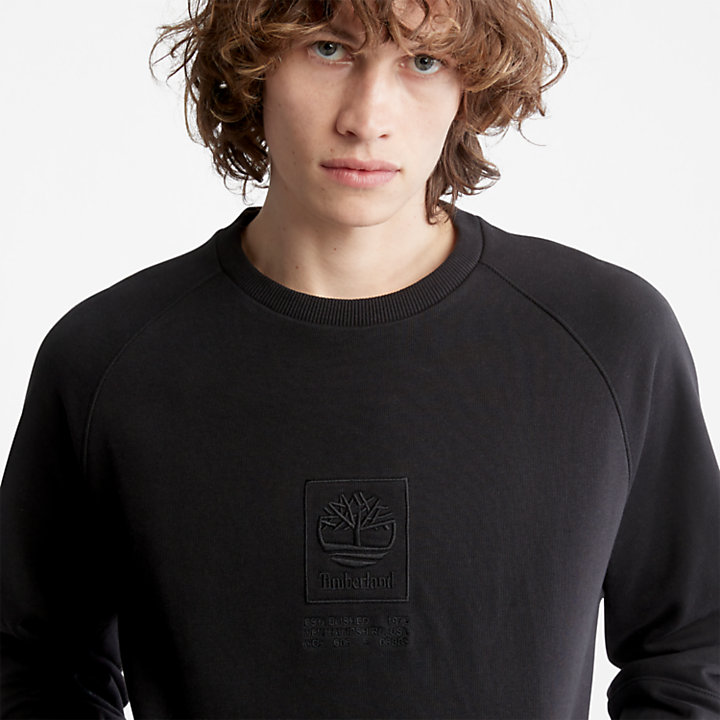 Heavyweight Crewneck Logo Sweatshirt for Men in Black-