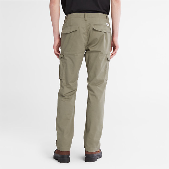 Twill Cargo Trousers for Men in Green-