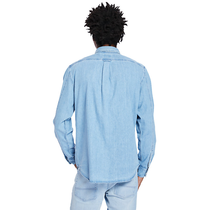 Camicia Uomo in Denim Mumford River in blu chiaro-