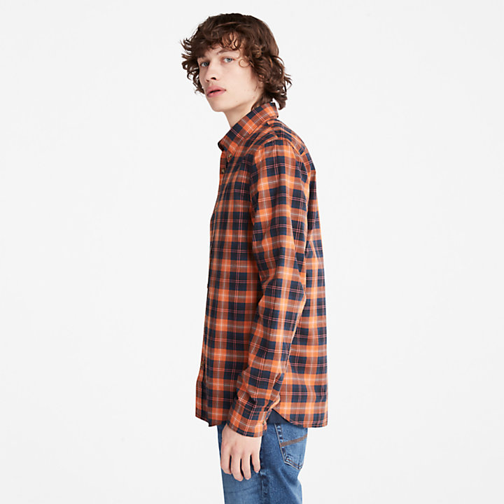 Eastham River Stretch Checked Shirt for Men in Brown-
