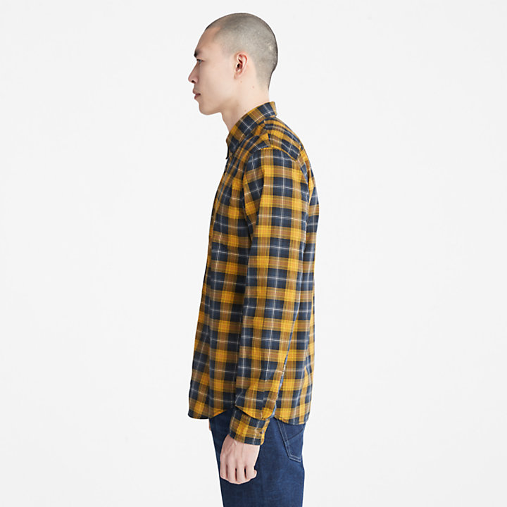 Eastham River Stretch Checked Shirt for Men in Yellow-
