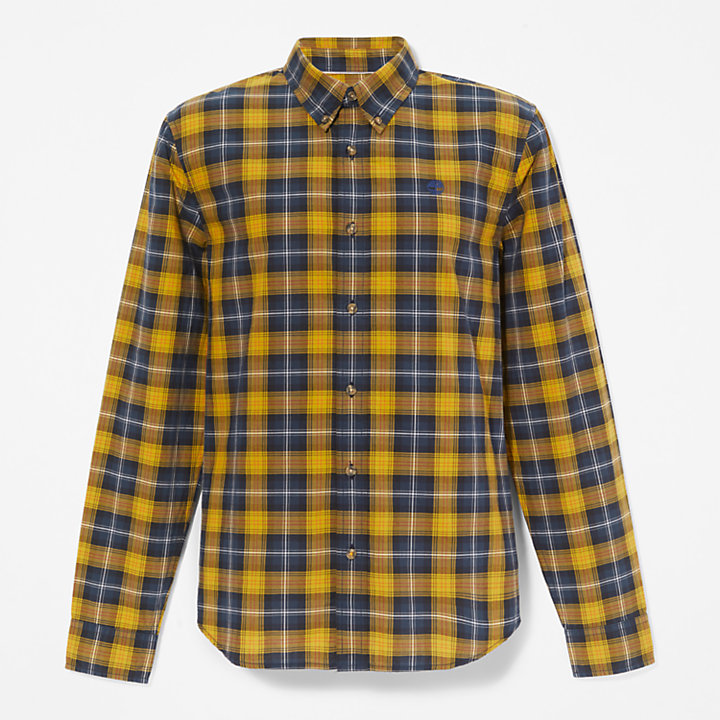 Eastham River Stretch Checked Shirt for Men in Yellow-