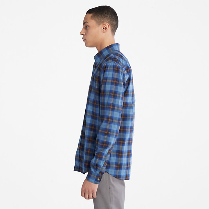 Eastham River Stretch Checked Shirt for Men in Blue-