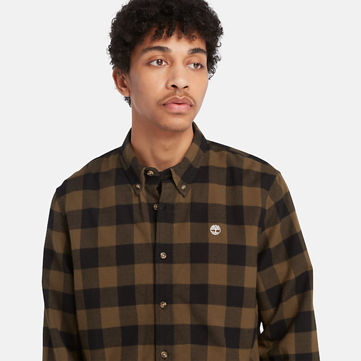 Mascoma River Long-Sleeve Check Shirt for Men in Green-