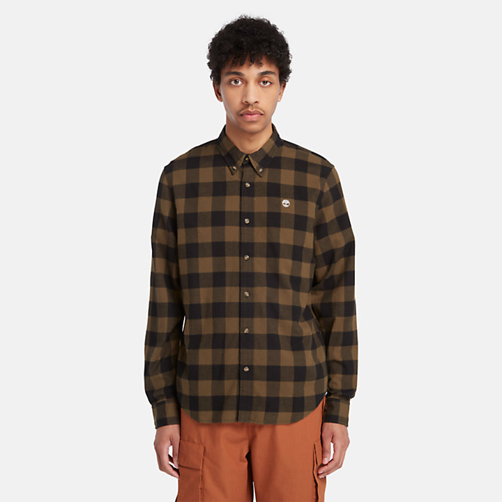 Mascoma River Long-Sleeve Check Shirt for Men in Green-