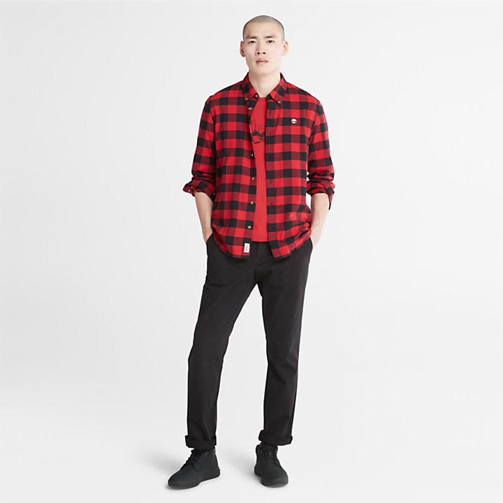 Mascoma River Long-Sleeve Check Shirt for Men in Red-