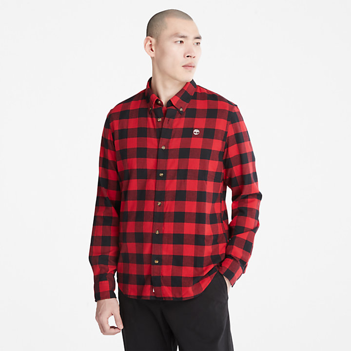 Mascoma River Long-Sleeve Check Shirt for Men in Red-