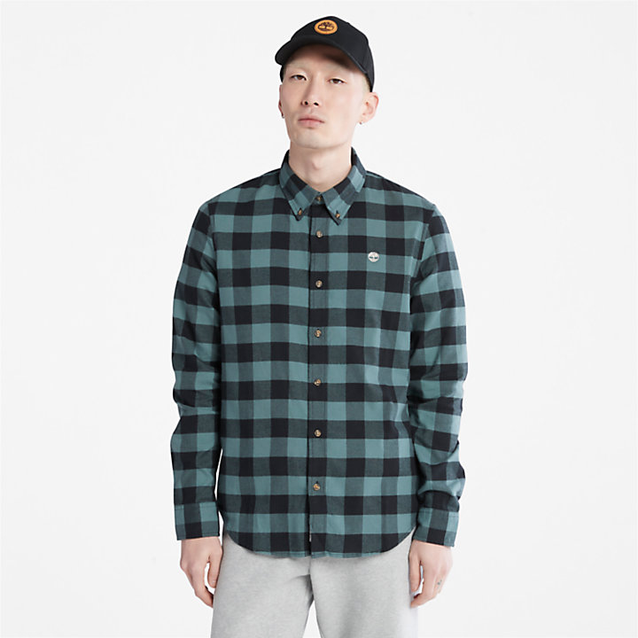 Mascoma River Slim-Fit Check Shirt for Men in Green-