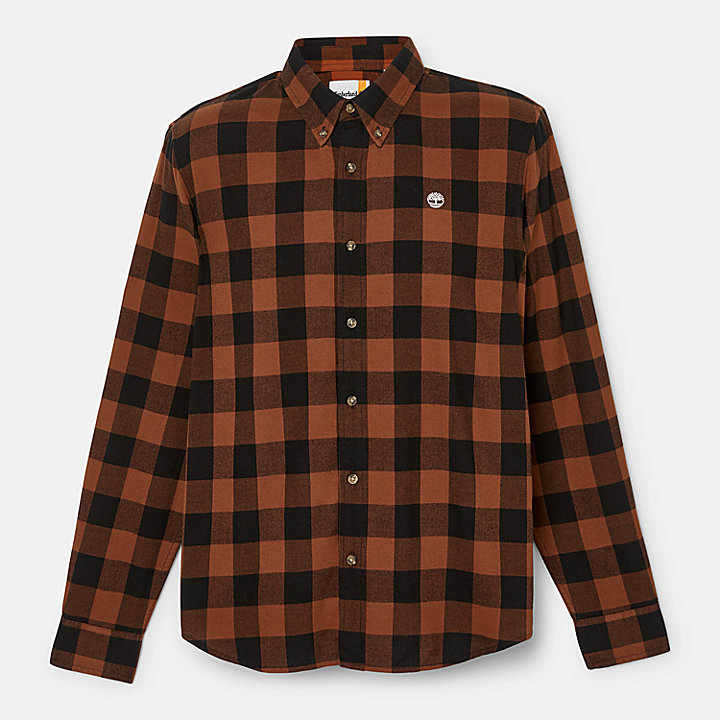 Mascoma River Long-Sleeve Check Shirt for Men in Brown